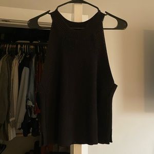 Black Knit High Neck Tank